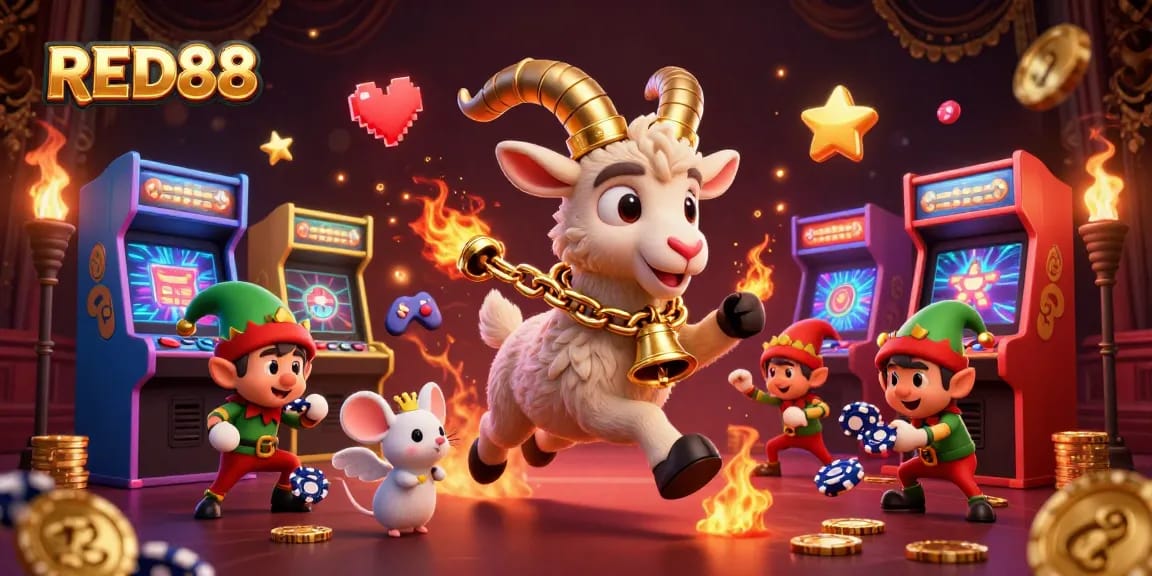 Experience high thrills at RED88 with vibrant casino action featuring 3D cartoon characters.