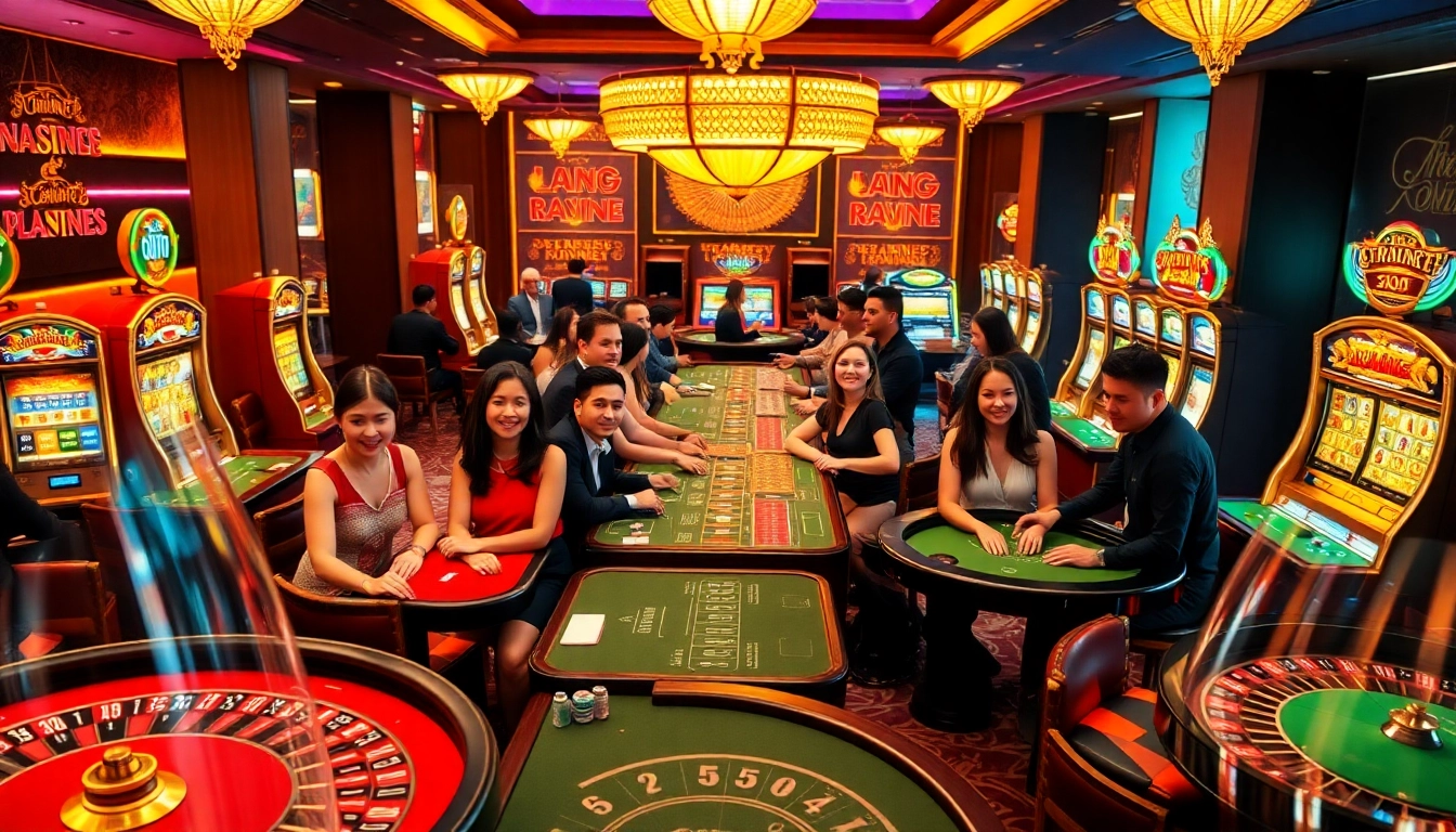 Experience thrilling gameplay at https://thabet.cx/ as gamblers enjoy blackjack and roulette in a stunning casino setting.