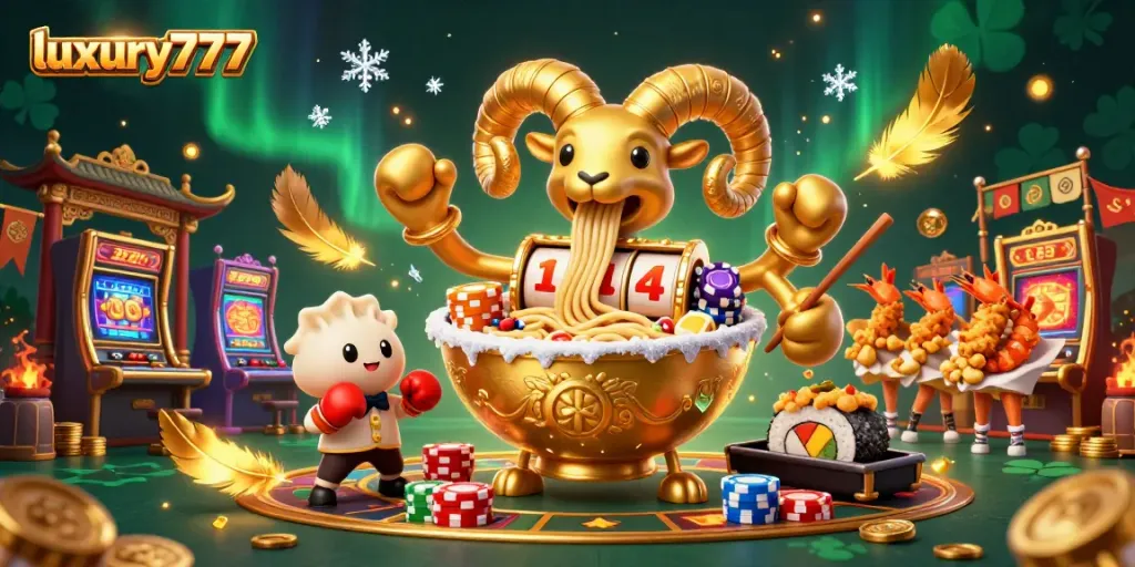 Play thrilling games with luxury777 at a vibrant online casino, featuring slot reels and gold coins.