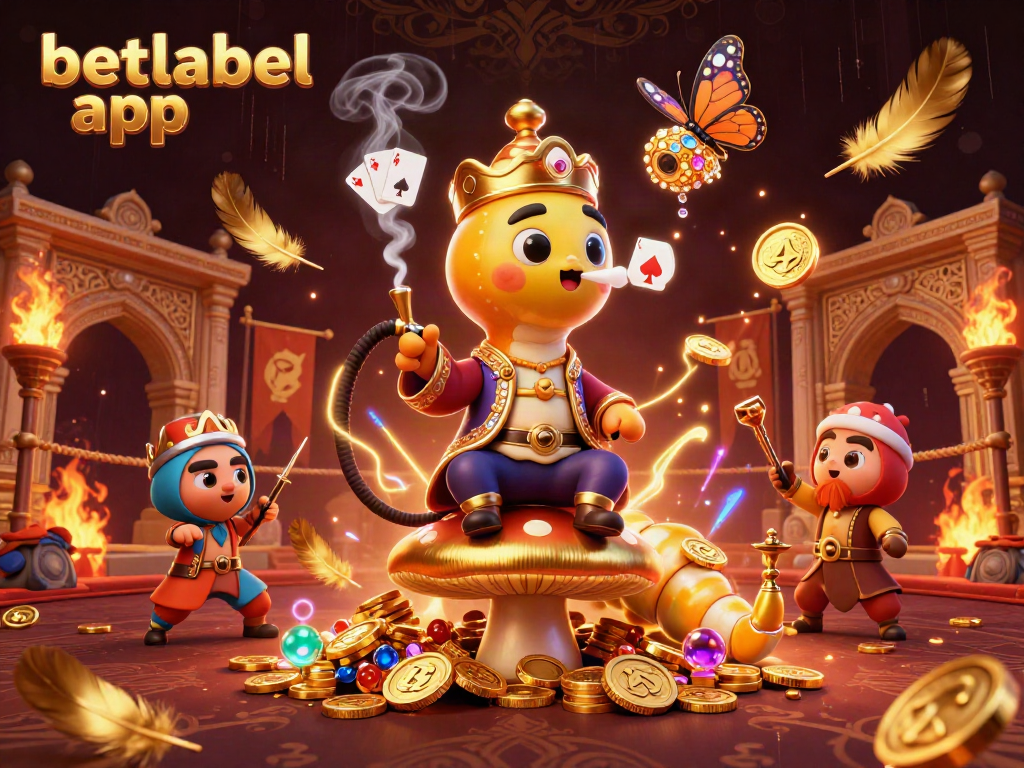 Betlabel app showcases immersive gambling experience with vibrant 3D characters and casino elements.