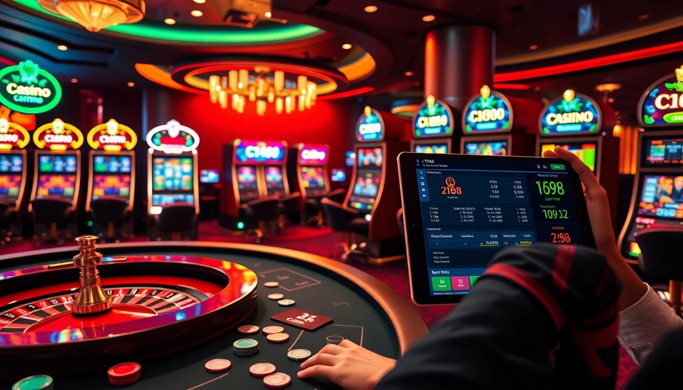 C168 gaming interface showcasing online gambling excitement at a luxurious casino.
