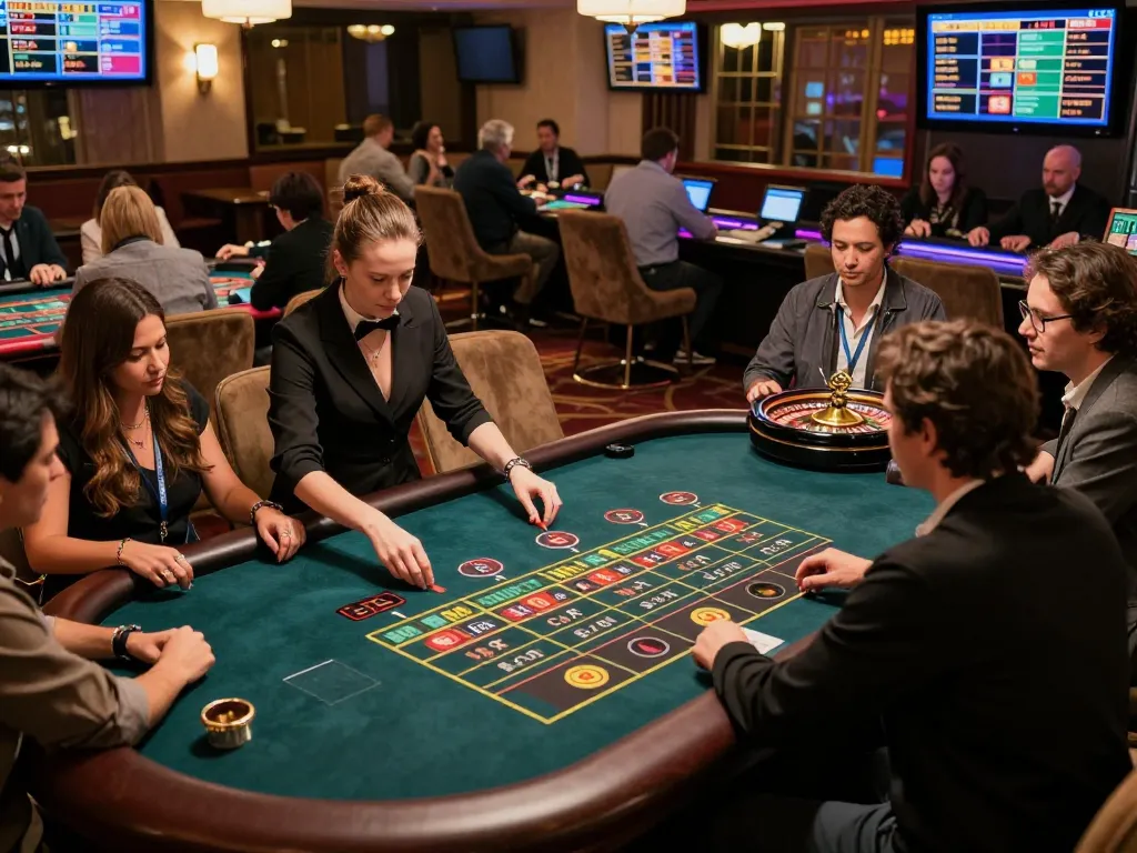 Jun88 live dealer casino scene with players actively placing bets and croupier spinning roulette wheel