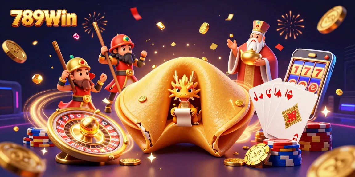 Experience thrilling wins at 789Win with a captivating 3D casino scene featuring golden fortune elements.
