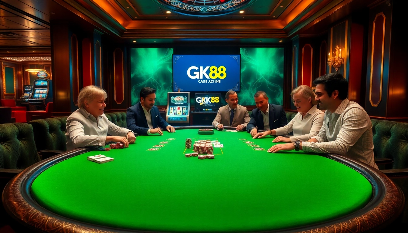 Experience GK 88's vibrant casino gaming atmosphere with excited players and luxury details.