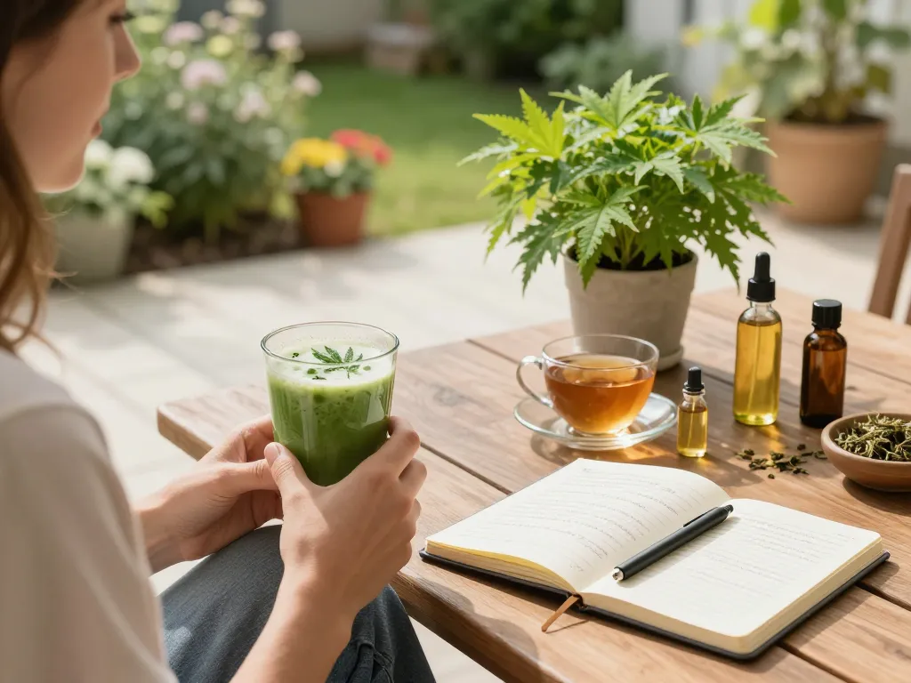 Vaporizatori THC utilizzati in un contesto di benessere naturale con prodotti di canapa biologica, promuovendo la salute olistica.