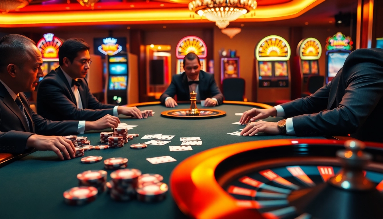 Exciting poker game at SC88 casino with professional players and vibrant ambiance.