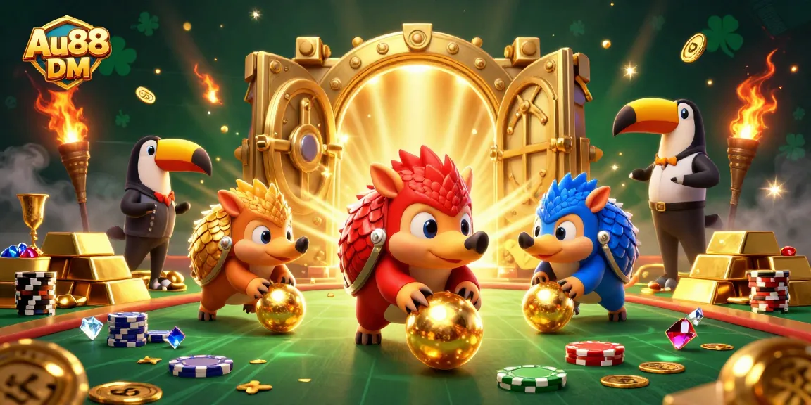 Play and win with Au88 DM in a vibrant casino scene full of excitement and riches.