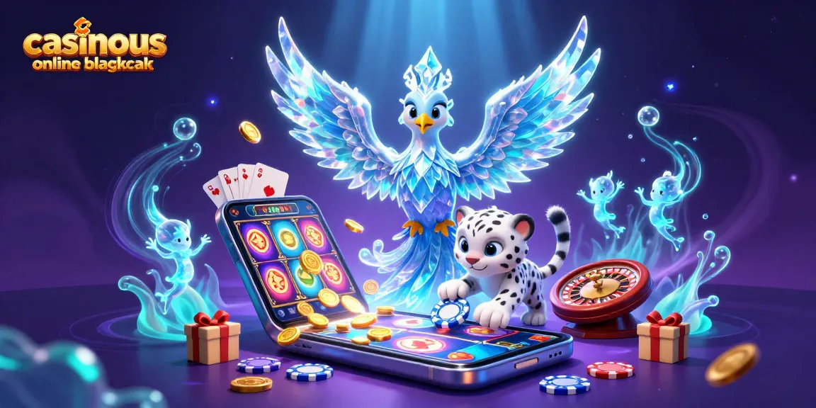 Experience the thrill of casinous online blackjack with animated gaming characters and vibrant elements.