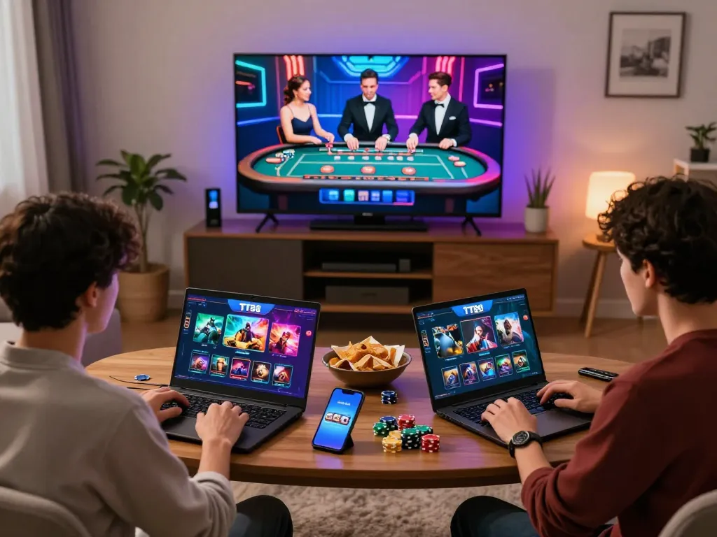Engaged users enjoying gaming on TT88's platform with vibrant visuals and a lively atmosphere.